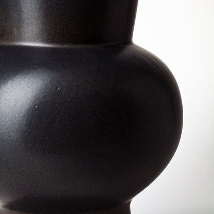 11" Black Abstract Cylinder Ceramic Table Vase