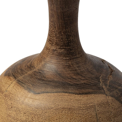 11" Brown Bud Solid Wood Table Vase