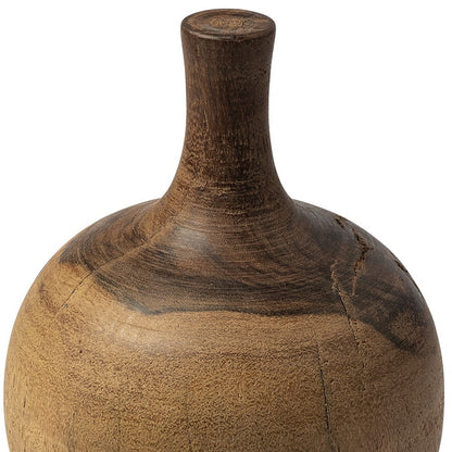 11" Brown Bud Solid Wood Table Vase