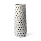 19" White Polka Dots Ceramic Cylinder Table Vase