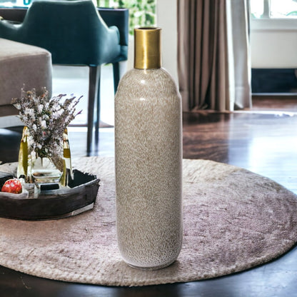 15" Brown Abstract Cylinder Crystal Glass Table Vase