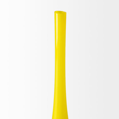 19" Lovely Yellow and Gray Handblown Spunglass Vase