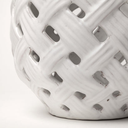 8" White Abstract Cylinder Ceramic Table Vase