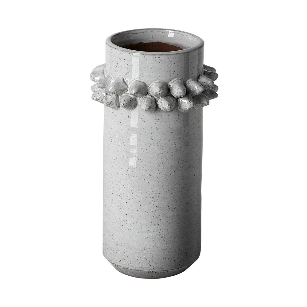 11" Gray Abstract Cylinder Ceramic Table Vase