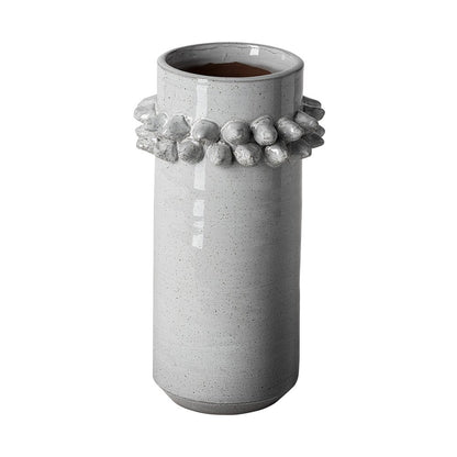 11" Gray Abstract Cylinder Ceramic Table Vase