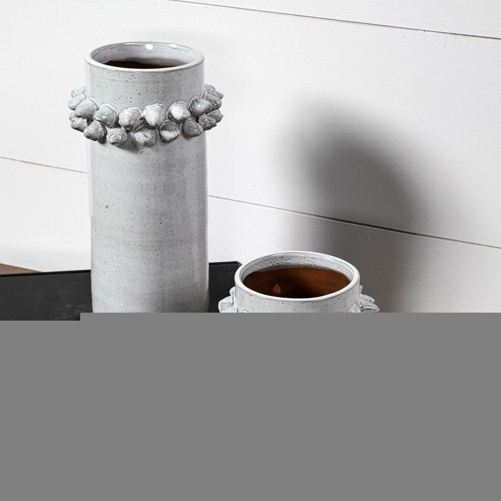 11" Gray Abstract Cylinder Ceramic Table Vase