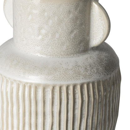 8" Whitewash Handled Textured Ceramic Vase