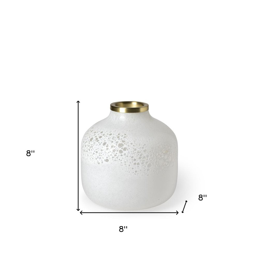 8" White Abstract Cylinder Crystal Glass Table Vase