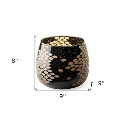 8" Gold Abstract Cylinder Crystal Glass Table Vase