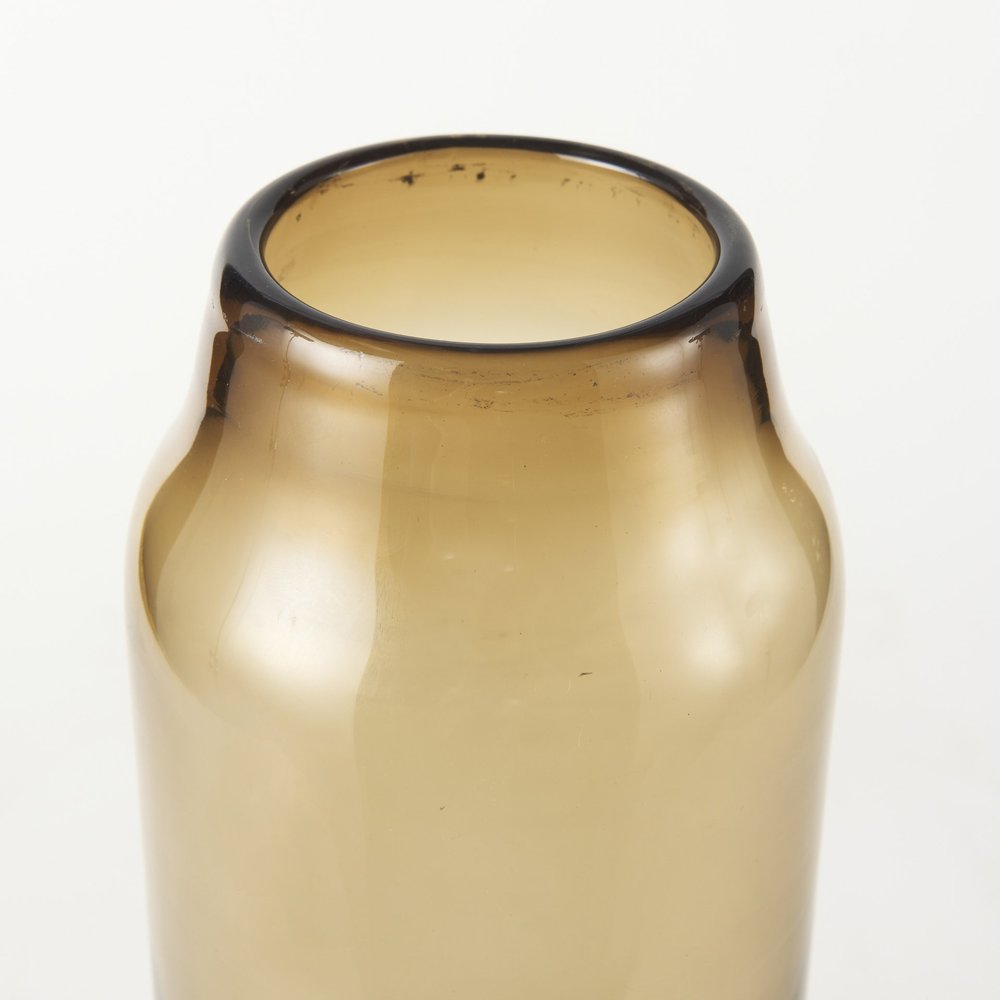 16" Golden Brown Abstract Cylinder Crystal Glass Table Vase