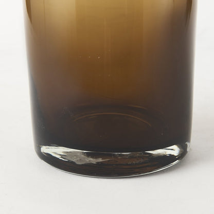 16" Golden Brown Abstract Cylinder Crystal Glass Table Vase