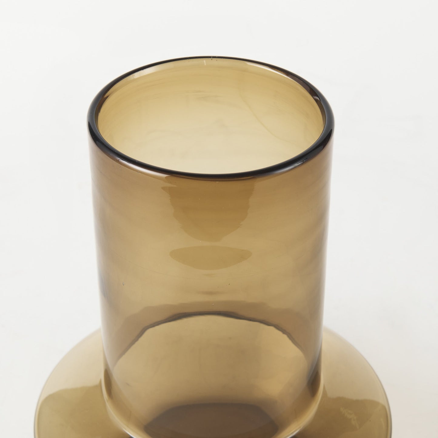 10" Golden Brown Abstract Cylinder Crystal Glass Table Vase