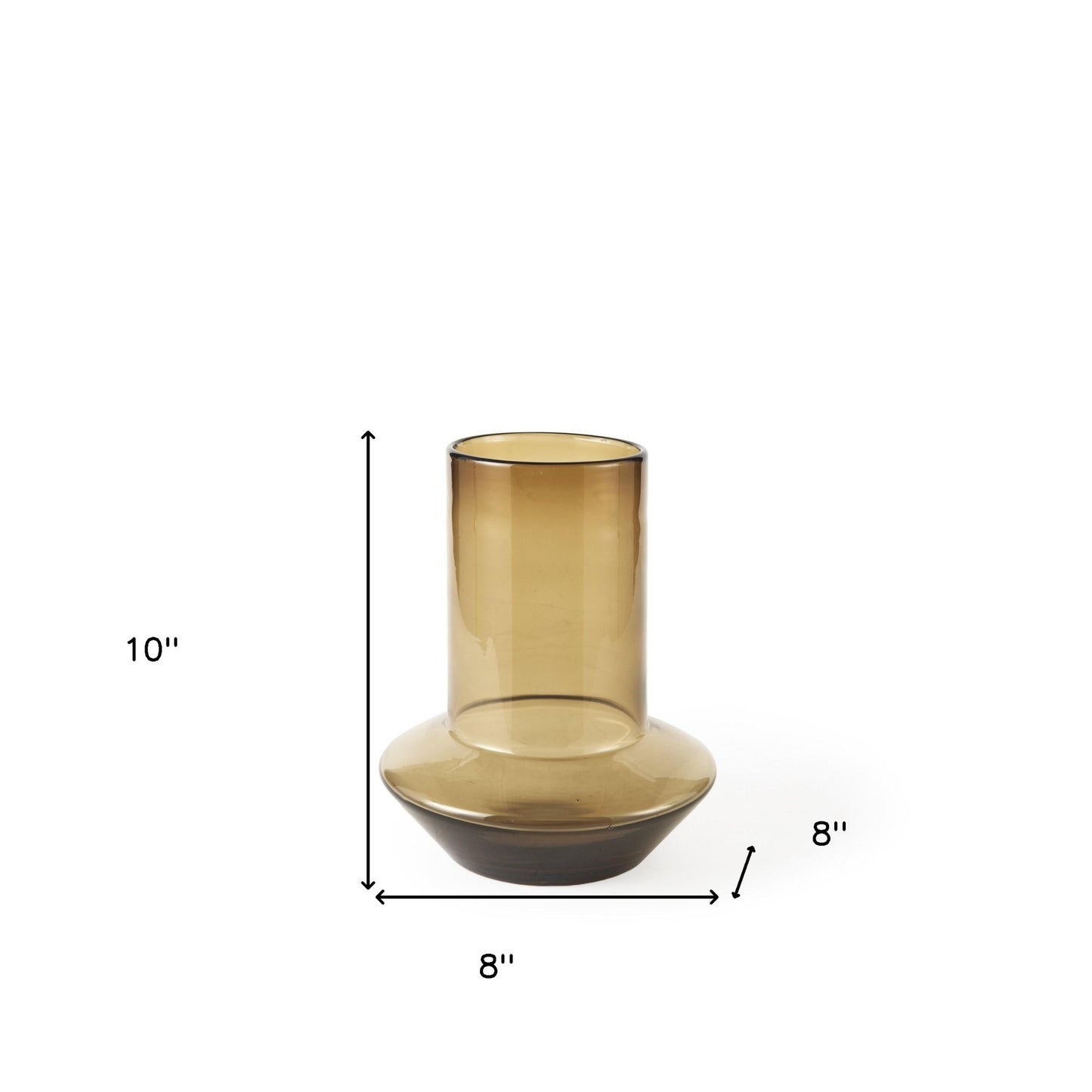 10" Golden Brown Abstract Cylinder Crystal Glass Table Vase