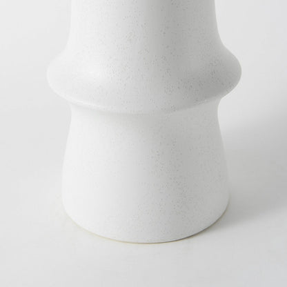 17" White Abstract Cylinder Ceramic Table Vase