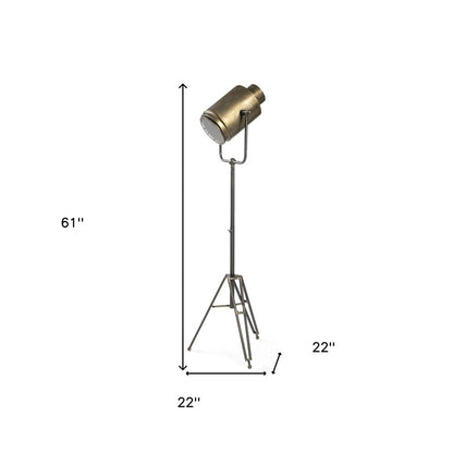 61" Gold LED Floor Lamp With Gold Metal Shade