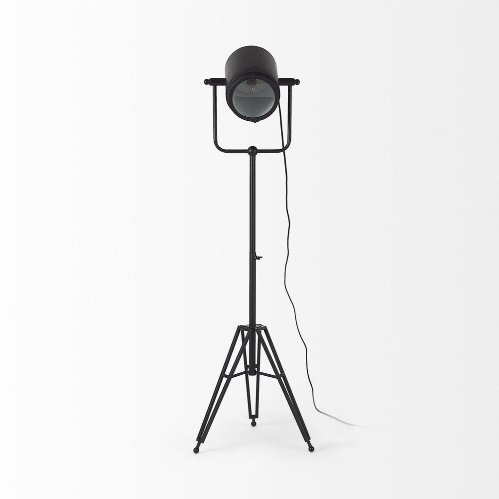 61" Black LED Floor Lamp With Black Metal Shade