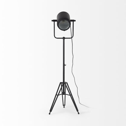 61" Black LED Floor Lamp With Black Metal Shade