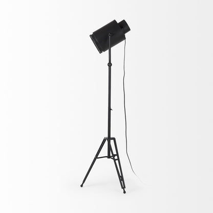 61" Black LED Floor Lamp With Black Metal Shade