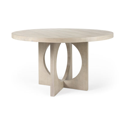 54" Natural Rounded Pedestal Base Dining Table