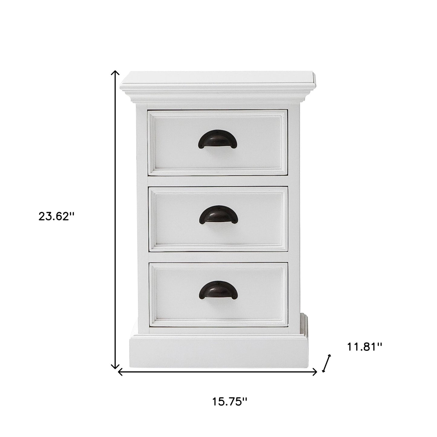 Classic White Three Drawer Nightstand