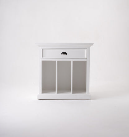 31" Distressed White Wood Nightstand with Dividers