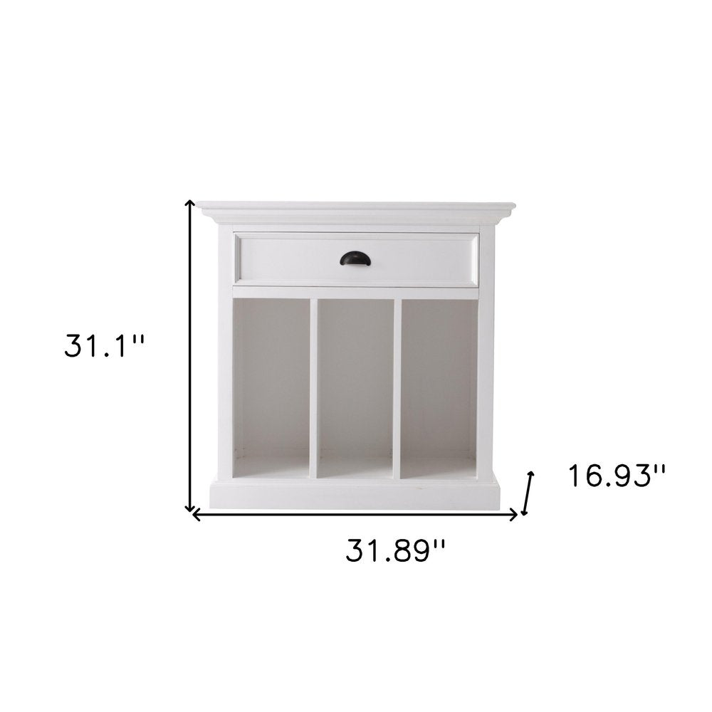 31" White Solid and Manufactured Wood Nightstand