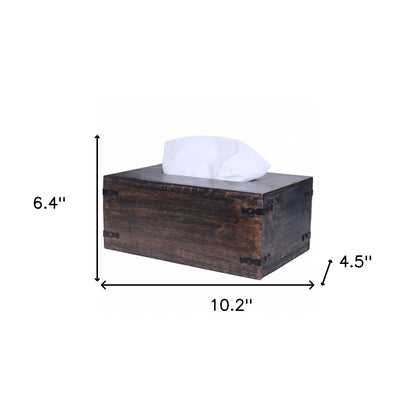 Dark Brown Mango Wood Rectangular Tissue Holder