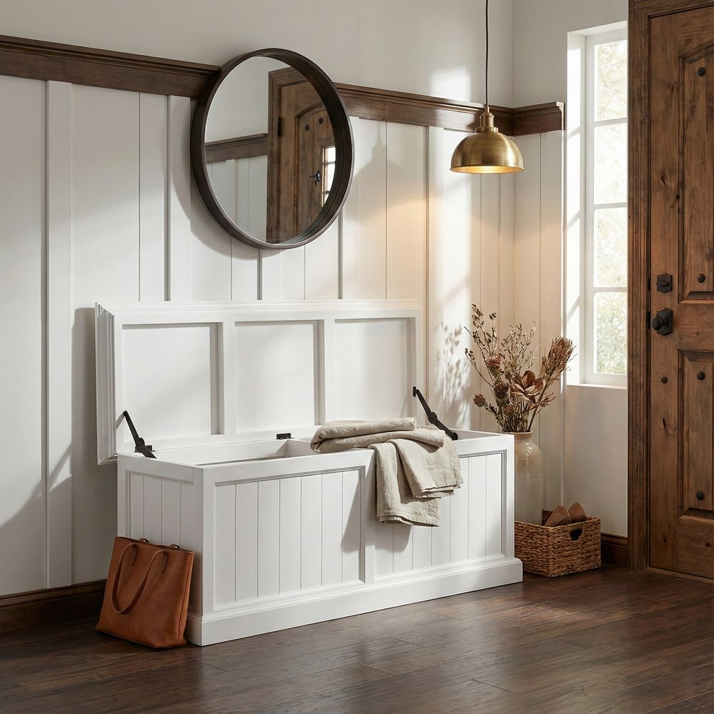 55" White Solid Wood Chest