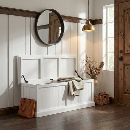 55" White Solid Wood Chest