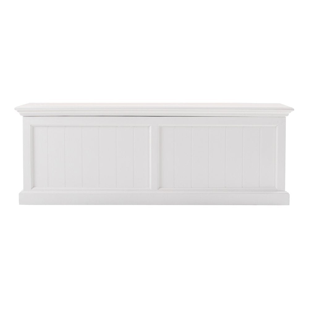 55" White Distressed and Solid and Manufactured Wood Storage Standard Bench With Flip Top