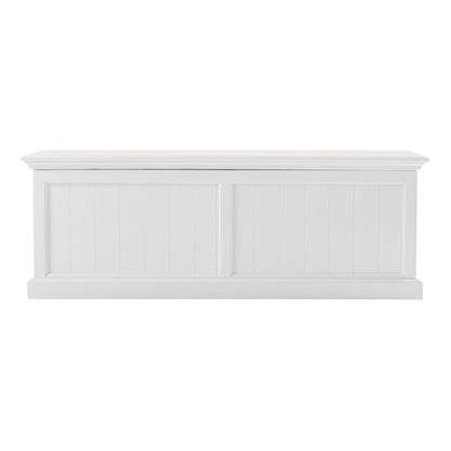 55" White Distressed and Solid and Manufactured Wood Storage Standard Bench With Flip Top