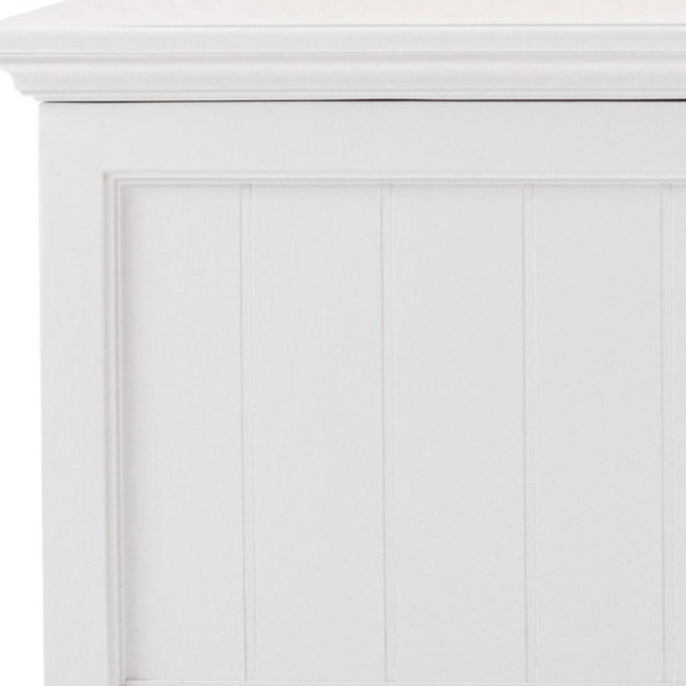 55" White Distressed and Solid and Manufactured Wood Storage Standard Bench With Flip Top