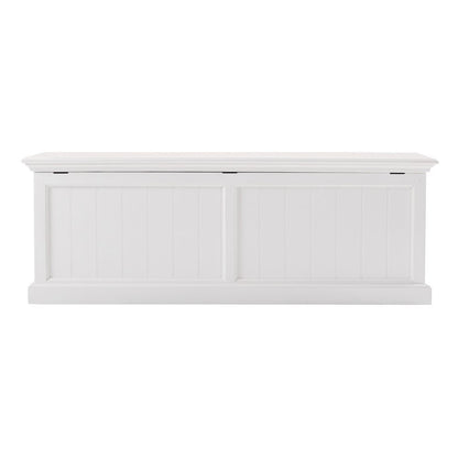 55" White Distressed and Solid and Manufactured Wood Storage Standard Bench With Flip Top