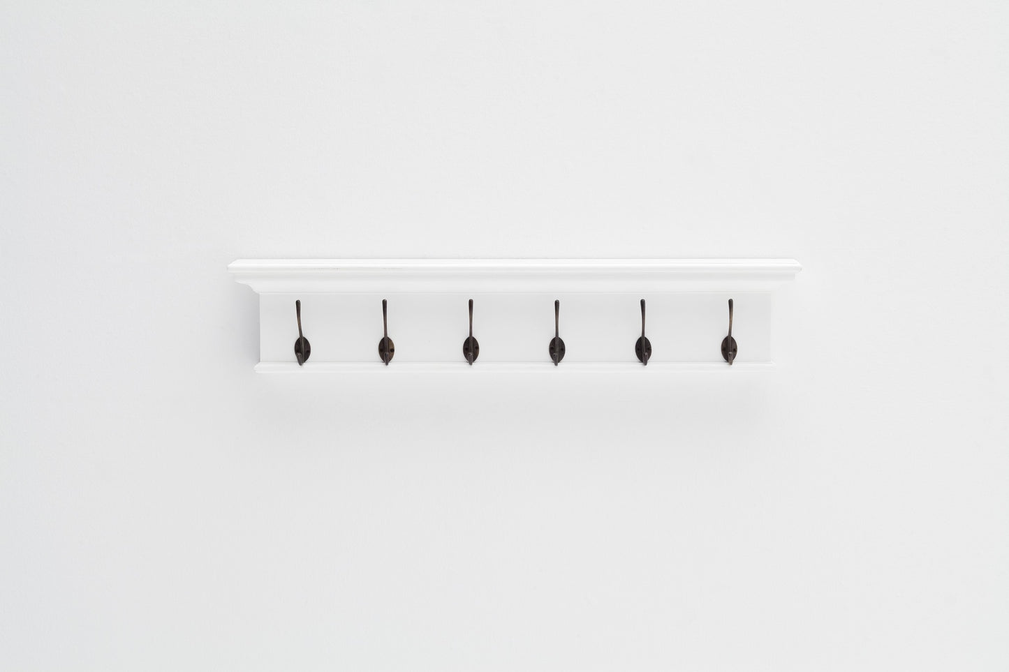 39" Classic White Wood Six Hook Hanging Coat Rack