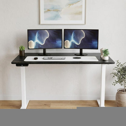 60" Adjustable Black and White Stainless Steel Standing Desk