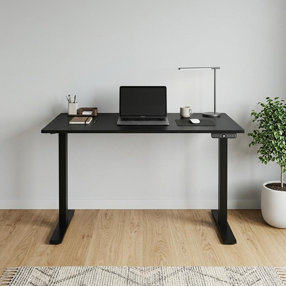 48" Adjustable Black Stainless Steel Computer Desk