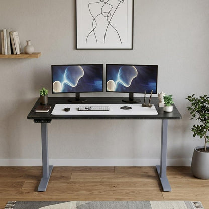 48" Adjustable Black and Gray Stainless Steel Computer Desk