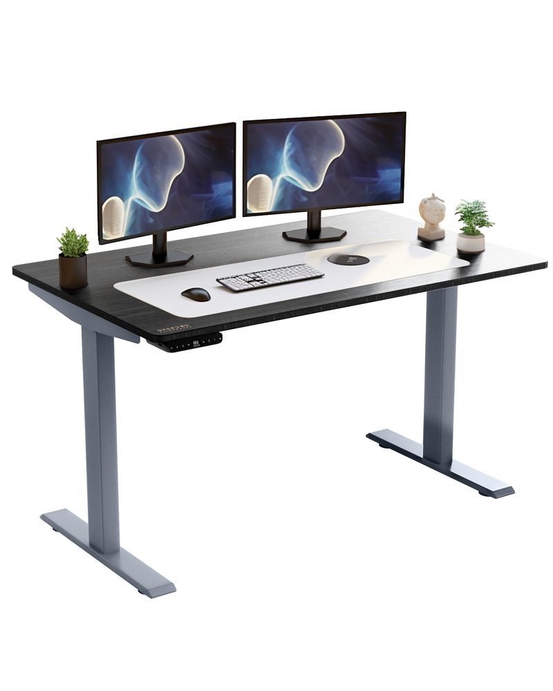 48" Adjustable Black and Gray Stainless Steel Computer Desk