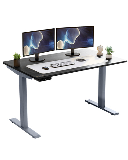 Gray Bamboo Dual Motor Electric Office Adjustable Computer Desk