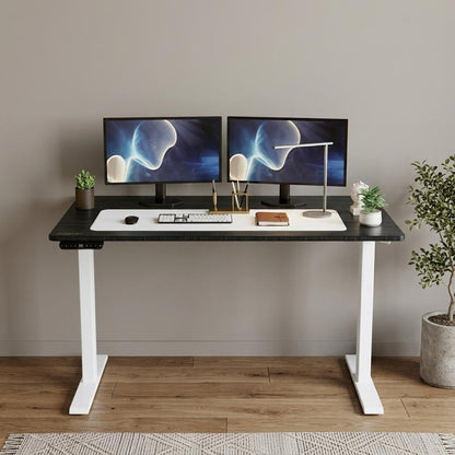 48" Adjustable Black and White Stainless Steel Computer Desk