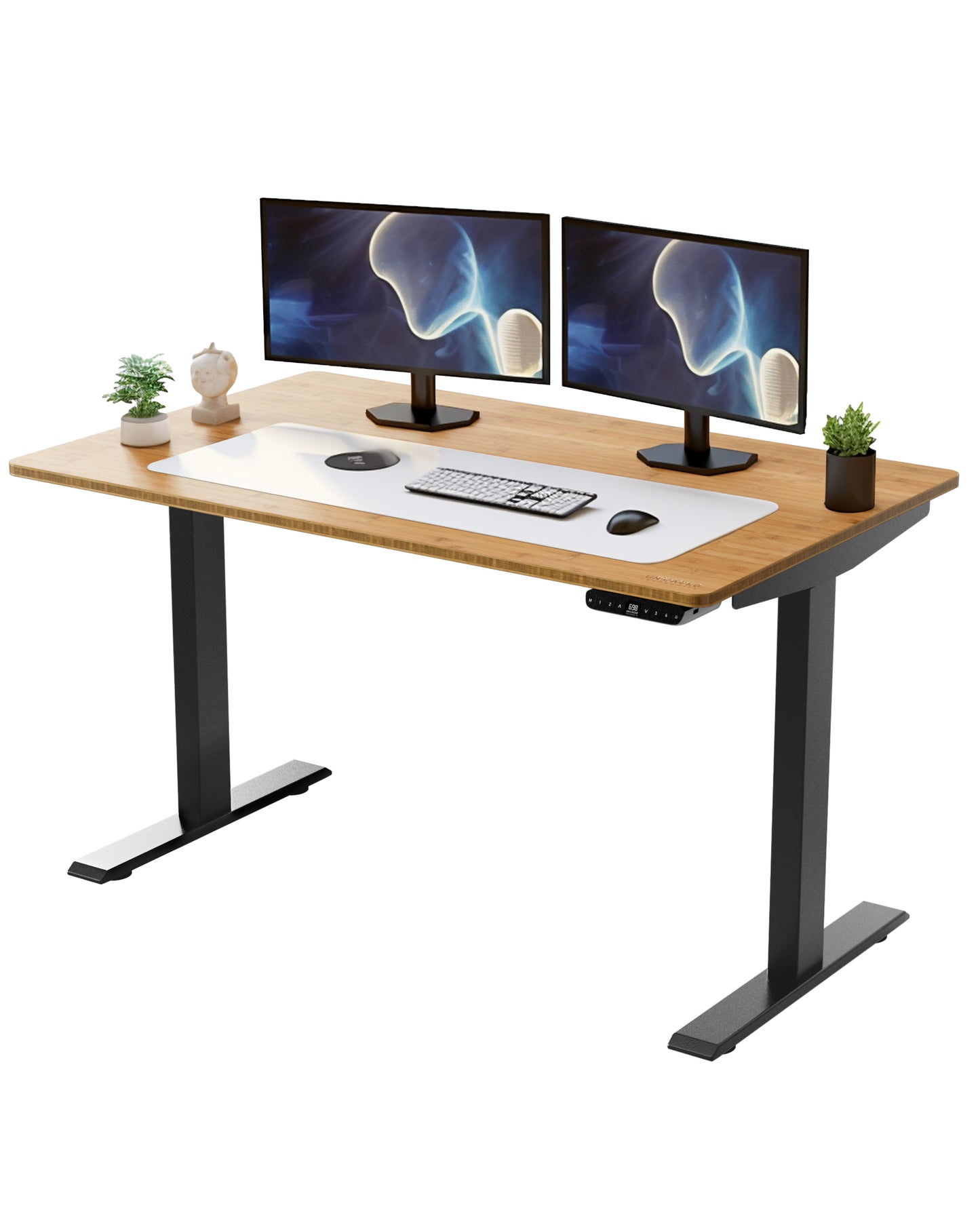 Natural Bamboo Dual Motor Electric Office Adjustable Computer Desk