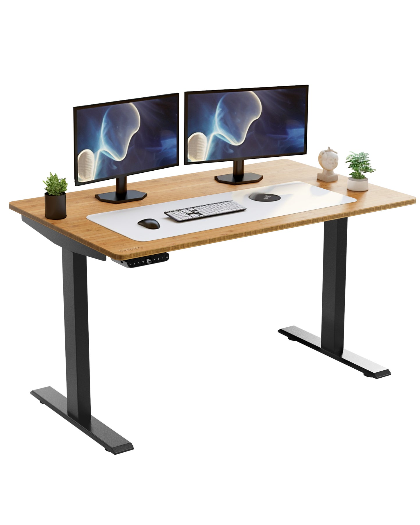 Natural Bamboo Dual Motor Electric Office Adjustable Computer Desk