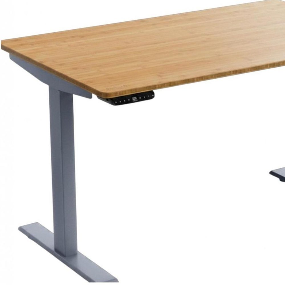 48" Adjustable Brown and Gray Stainless Steel Computer Desk