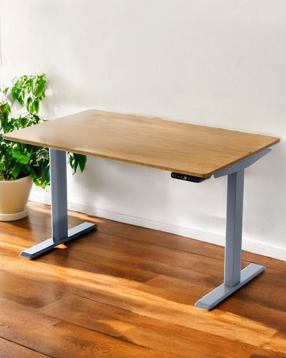 30" Adjustable Brown and Gray Stainless Steel Computer Desk