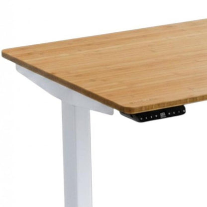 60" Adjustable Brown and White Stainless Steel Computer Desk