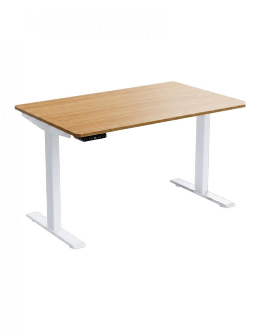 60" Adjustable Brown and White Stainless Steel Computer Desk