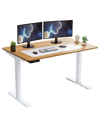 30" Adjustable Brown and White Stainless Steel Computer Desk