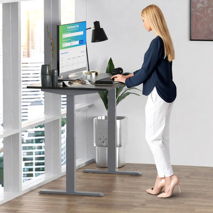 Adjustable Black and Gray Stainless Steel Rolling Computer Desk