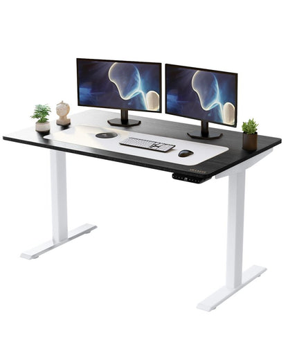 Adjustable Black and White Wood and Stainless Steel Rolling Computer Desk