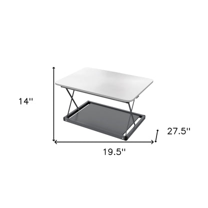 20" Adjustable White and Silver Stainless Steel Standing Desk Converter